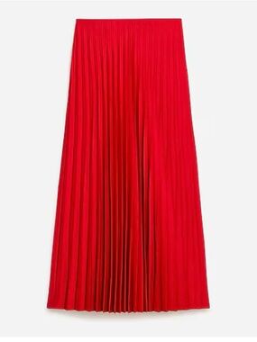 J. Crew Red Pleated Maxi Skirt